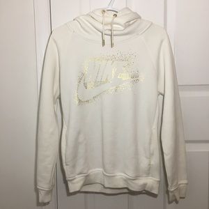 Nike white and gold hoodie
